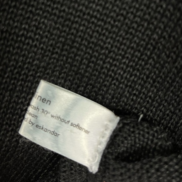 Eskandar 100% linen black oversized lagenlook drop shoulder sweater tunic top 0 - Picture 10 of 14